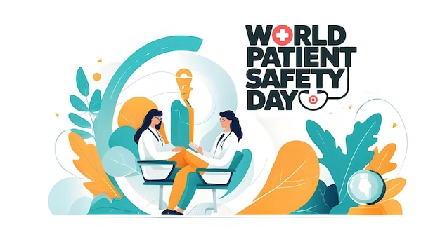 Photo world patient safety day with stylish typography isolated background 3d illustration design