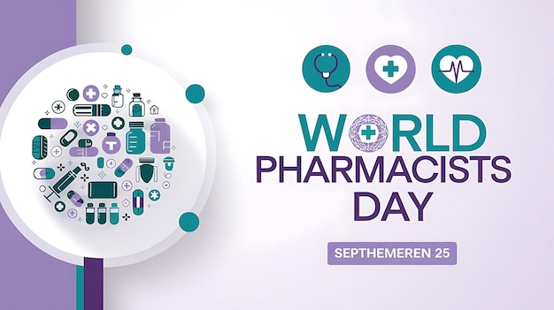 Photo world pharmacists day poster design template