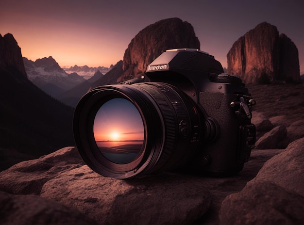 World Photography camera dark background