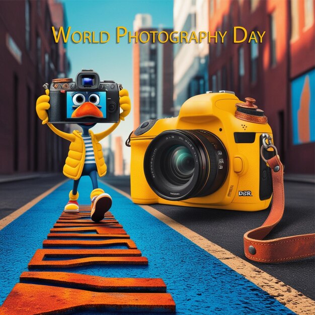 World Photography Day a cartoon character with a camera