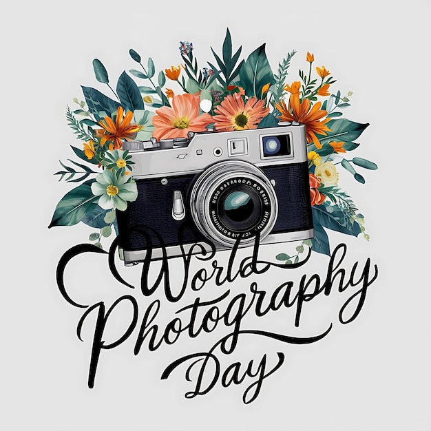 The World Photography Day celebration of social media post illustration design