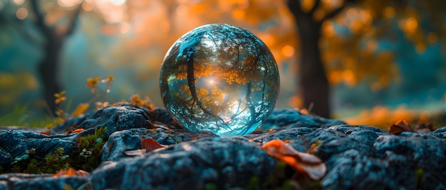 World Photography Day Colorful Easter eggs resting in green grass under a tree with a globe