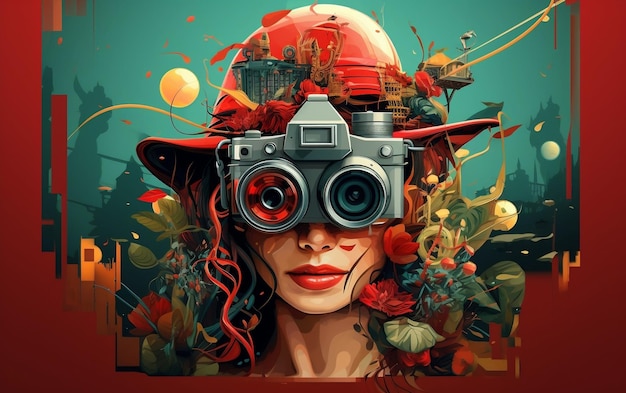 World Photography Day Free Vector with Camera UHD 8K Generative AI