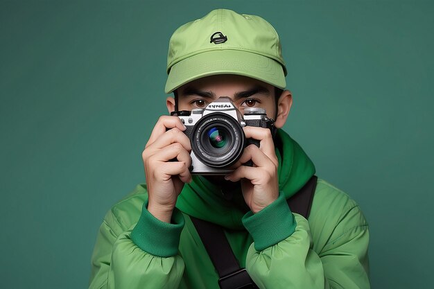 World Photography Day Green Photographer with Camera