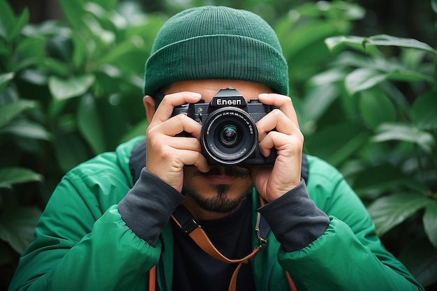 World Photography Day Green Photographer with Camera