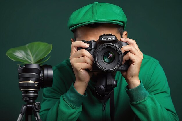 World Photography Day Green Photographer with Camera