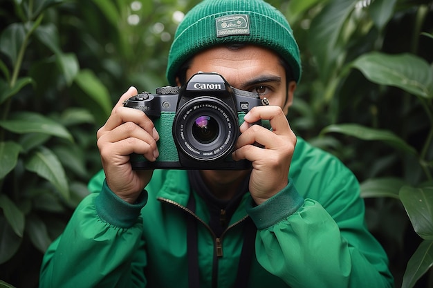 World Photography Day Green Photographer with Camera