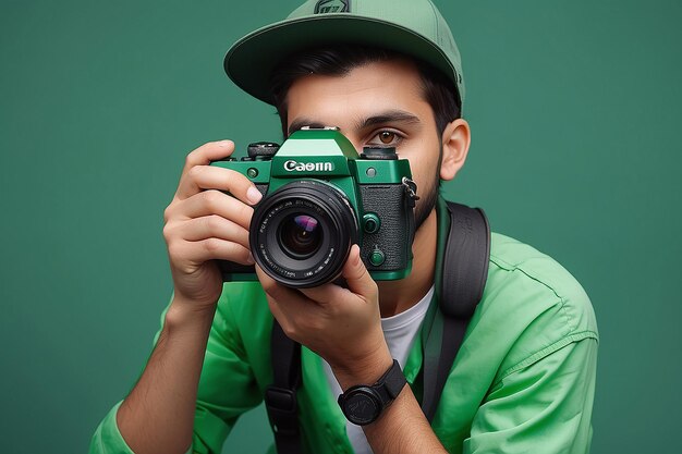 World Photography Day Green Photographer with Camera