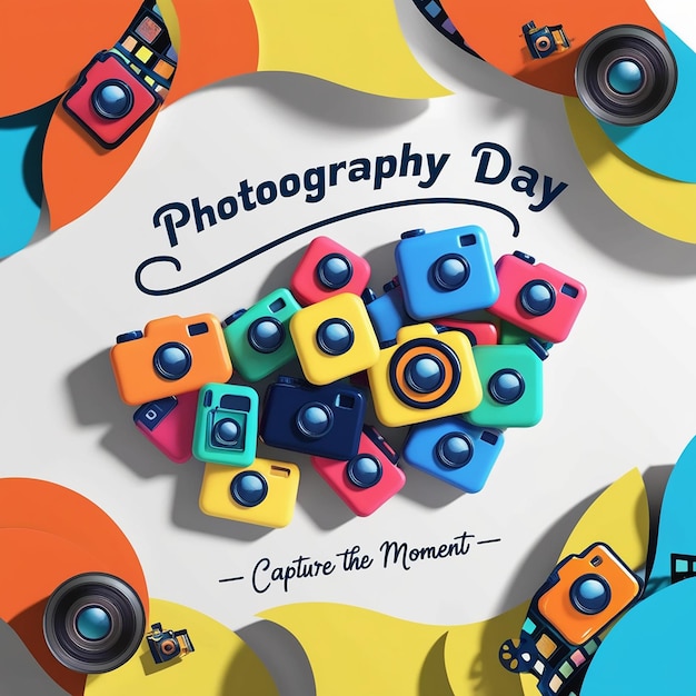 Photo world photography day poster banner design template