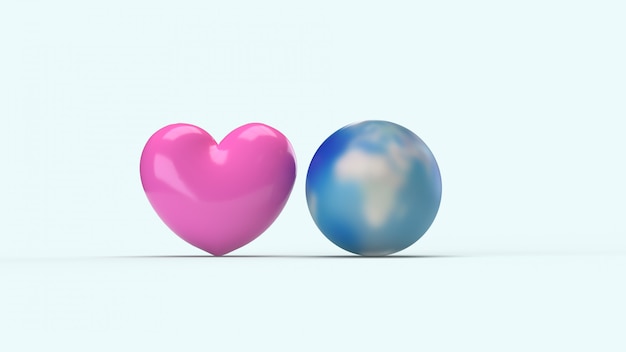 World and pink heart for  holiday  content.