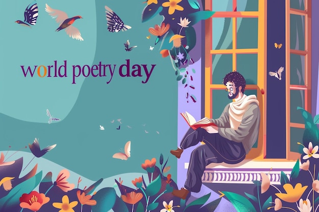 Photo world poetry day poster and banner