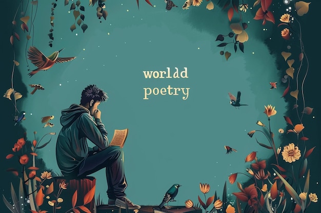 Photo world poetry day poster and banner