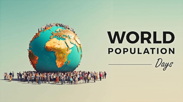 World Population Day Banner with globe and space for text