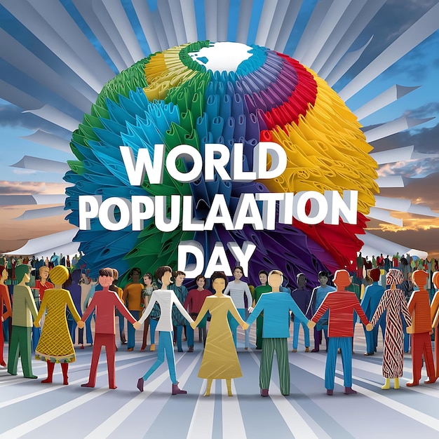 world population day illustration in paper style design