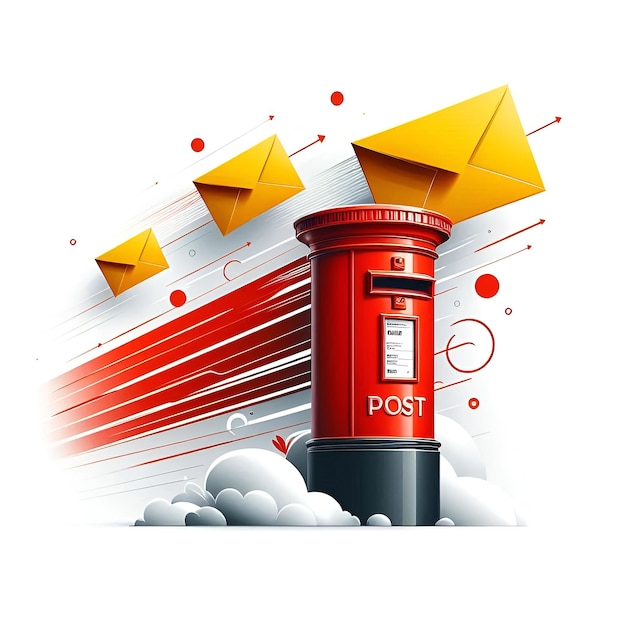 World Post Day Celebration with Envelopes and Post Box Ai Generative