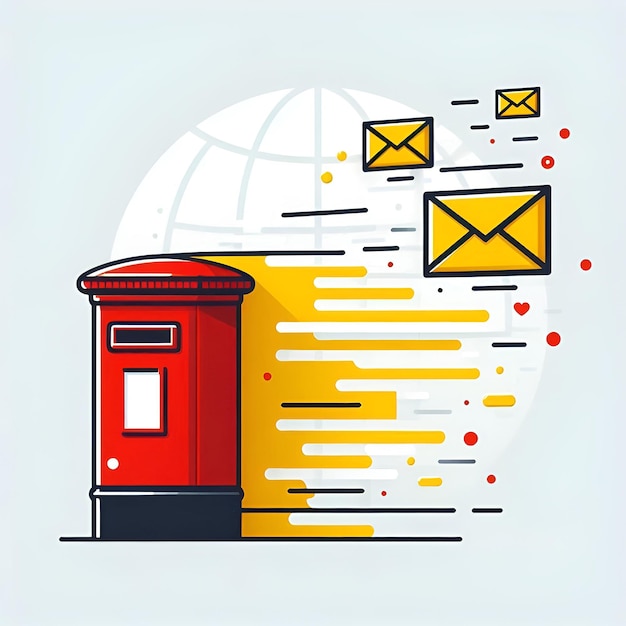 World Post Day Celebration with Envelopes and Post Box Ai Generative