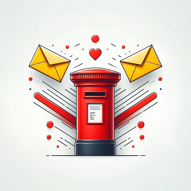 Photo world post day celebration with envelopes and post box ai generative