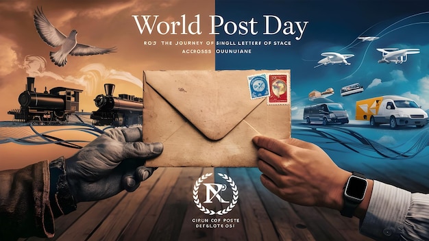 Photo world post day poster design with latter background