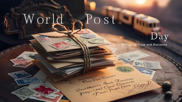 Photo world post day poster design with letter background