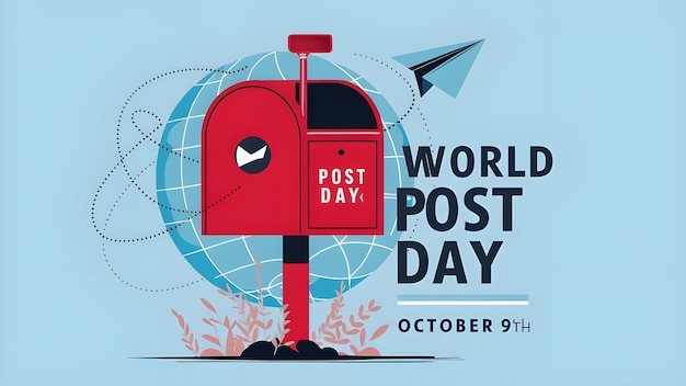 Photo world post day poster design with post box background