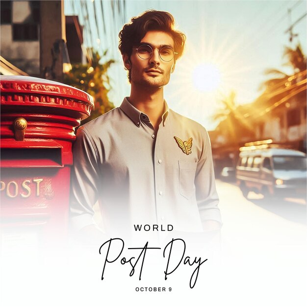 World Post Day social media post banner poster template