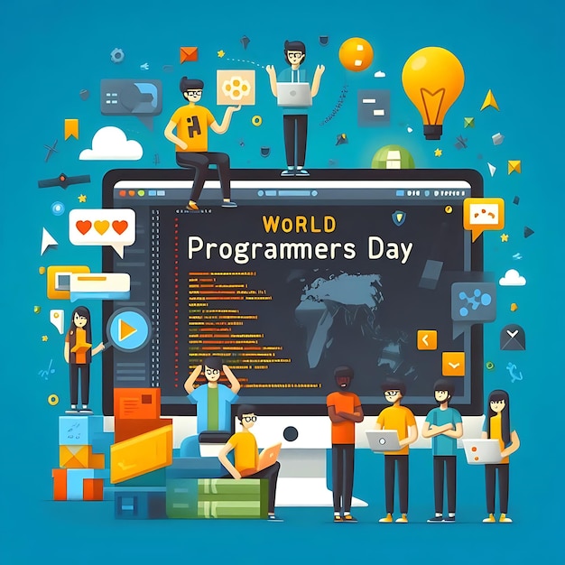 Photo world programmers day digital illustration