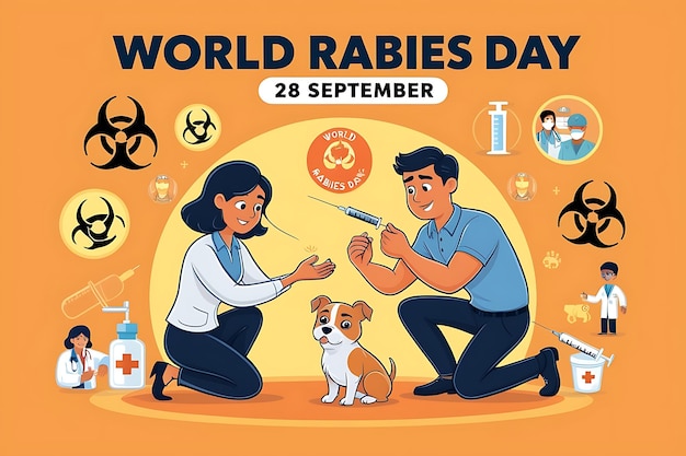 Photo world rabies day flat illustration