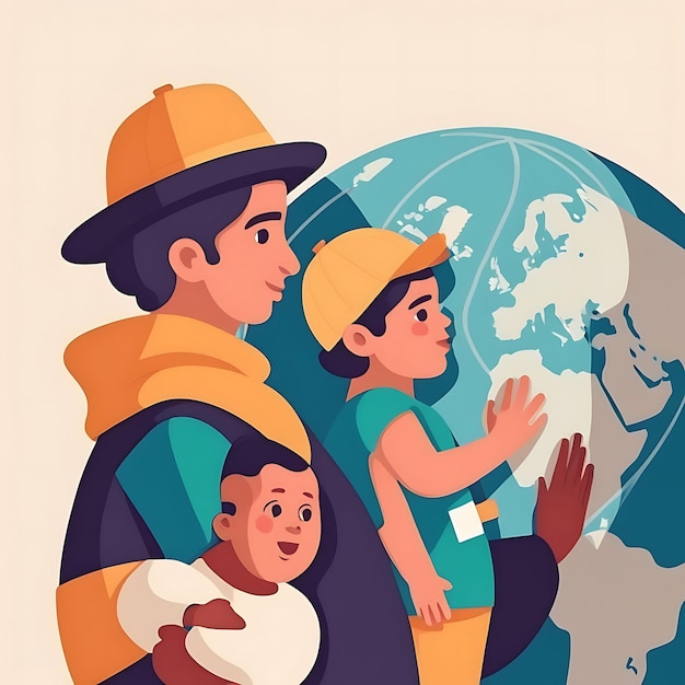 Photo world refugee day 20 junevector illustration international immigration day concept background