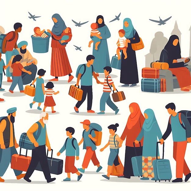 Photo world refugee day 20 junevector illustration international immigration day concept background