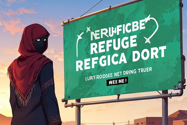 World refugee day banner campaign refugee illustration