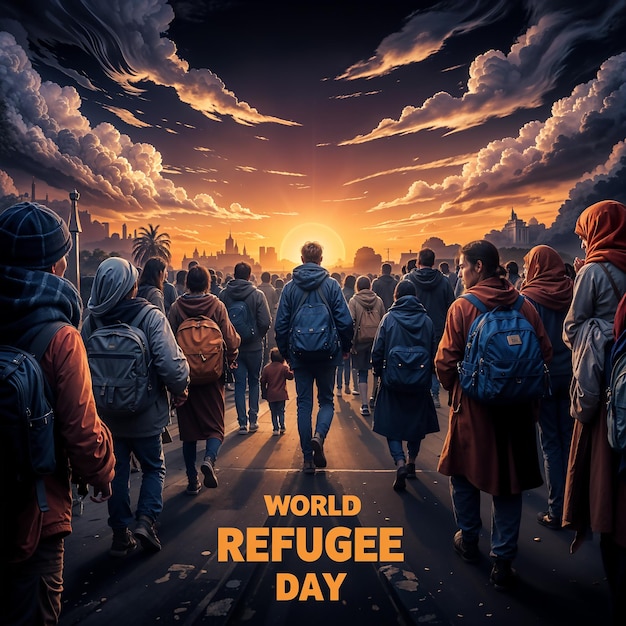 Photo world refugee day illustration