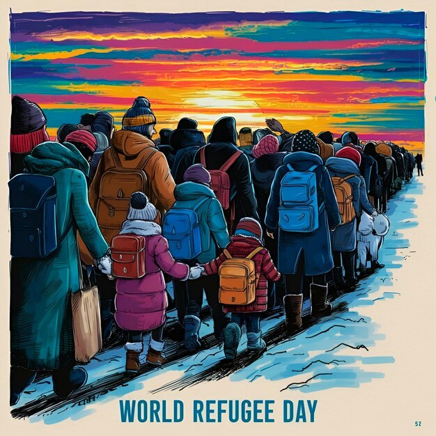 Photo world refugee day illustration