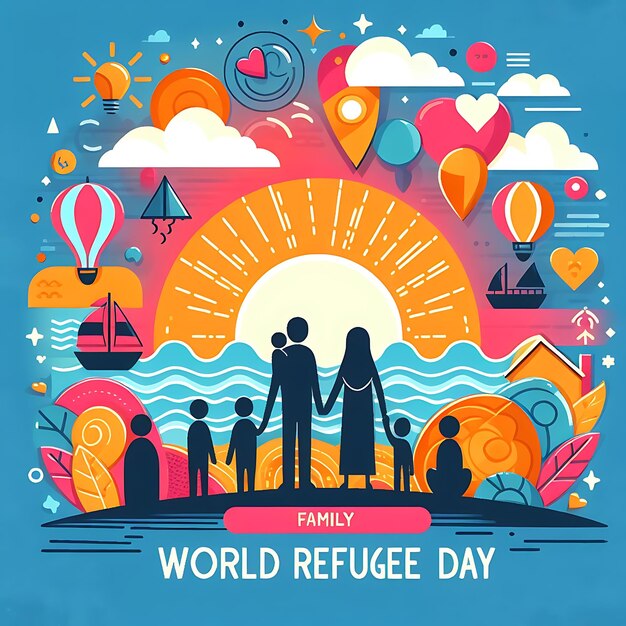 world refugee day a poster for the world day with a family and friends