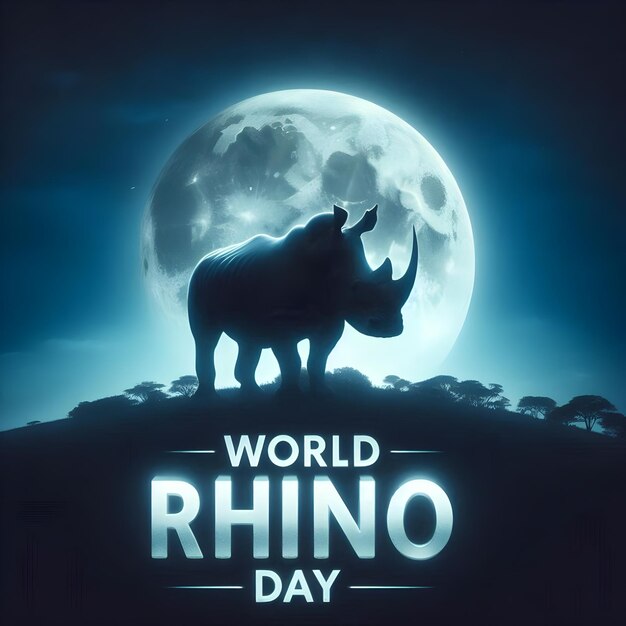 Photo world rhino day poster vector illustration