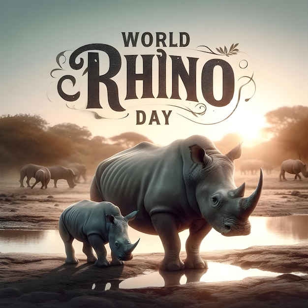 world rhino day poster vector illustration