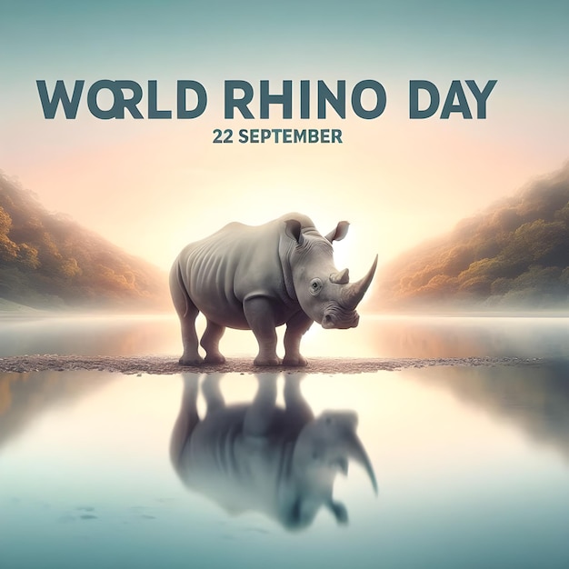 world rhino day poster vector illustration