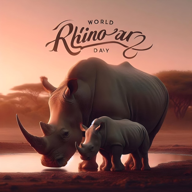 world rhino day poster vector illustration