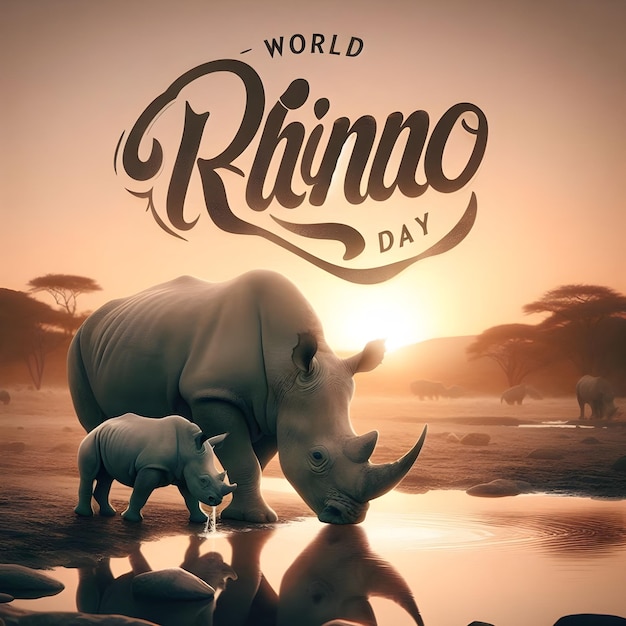 world rhino day poster vector illustration