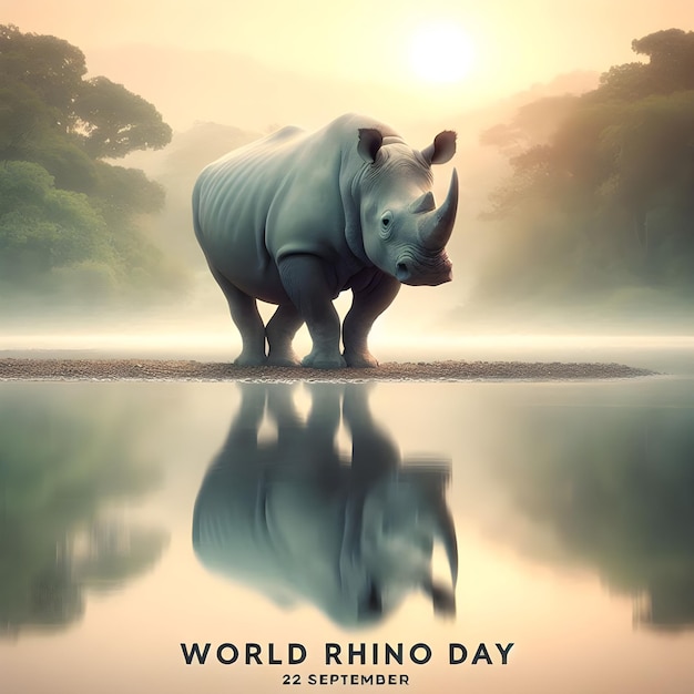 world rhino day poster vector illustration