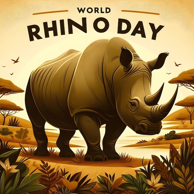 world rhino day poster vector illustration