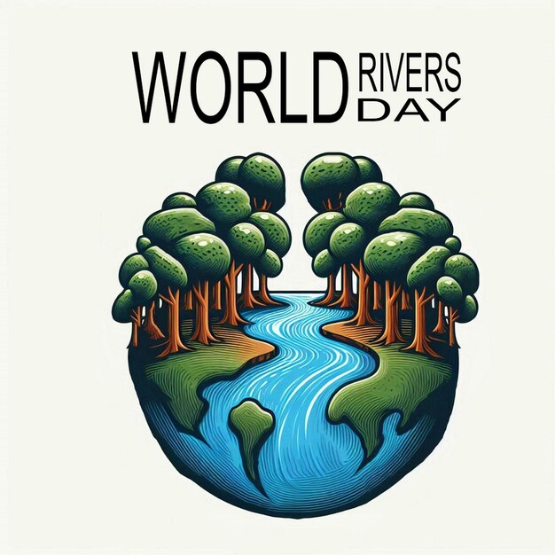 Photo world rivers day on 24 september banner background template design vector illustration jpg