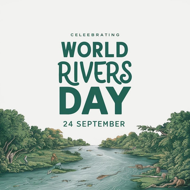 Photo world rivers day celebration design