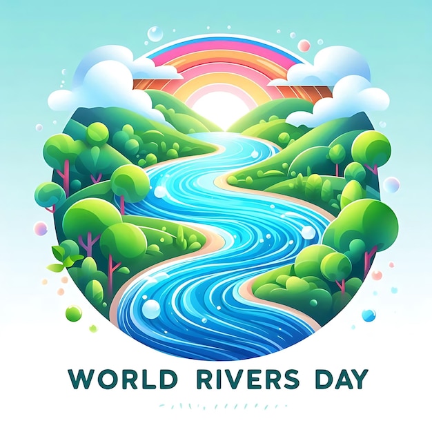 Photo world rivers day design illustration