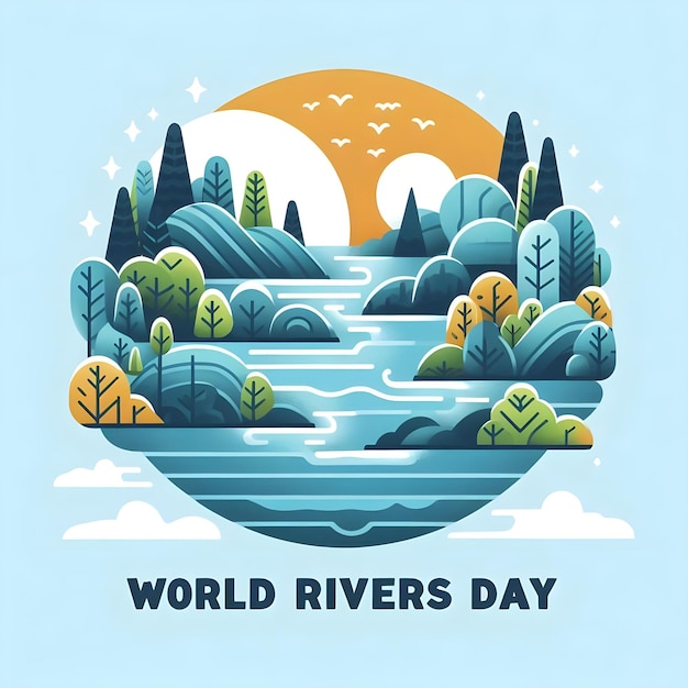 Photo world rivers day poster vector illustration