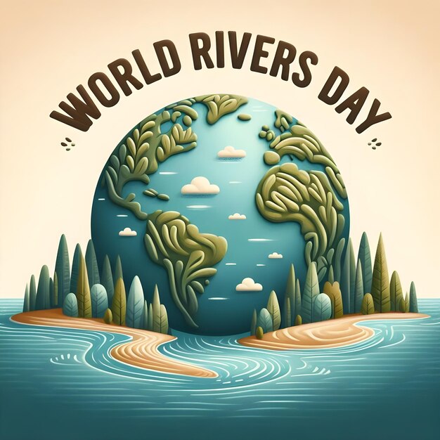 Photo world rivers day poster vector illustration