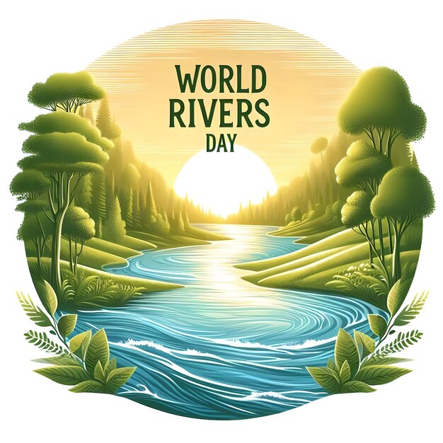 Photo world rivers day poster vector illustration