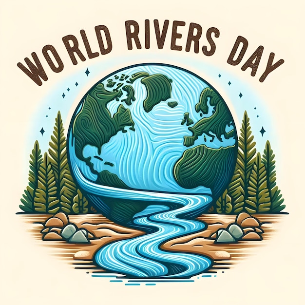 Photo world rivers day poster vector illustration