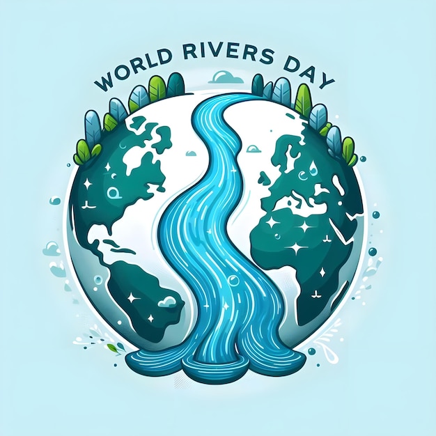 Photo world rivers day poster vector illustration