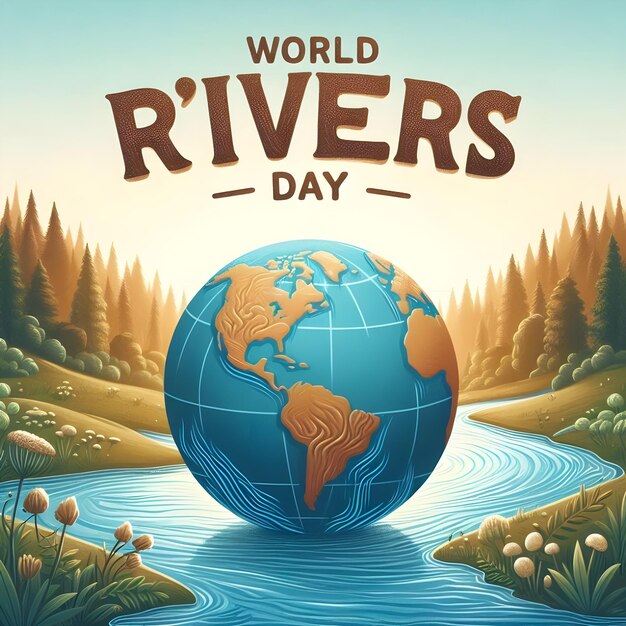 Photo world rivers day poster vector illustration