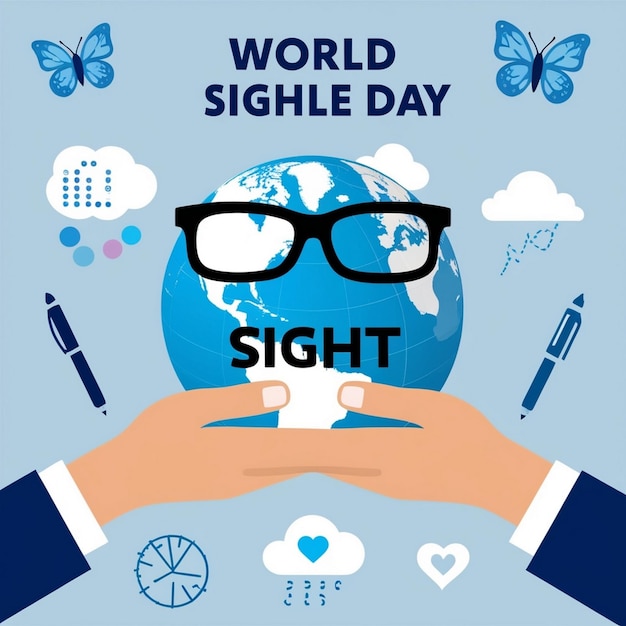 Photo world sight day flat illustration